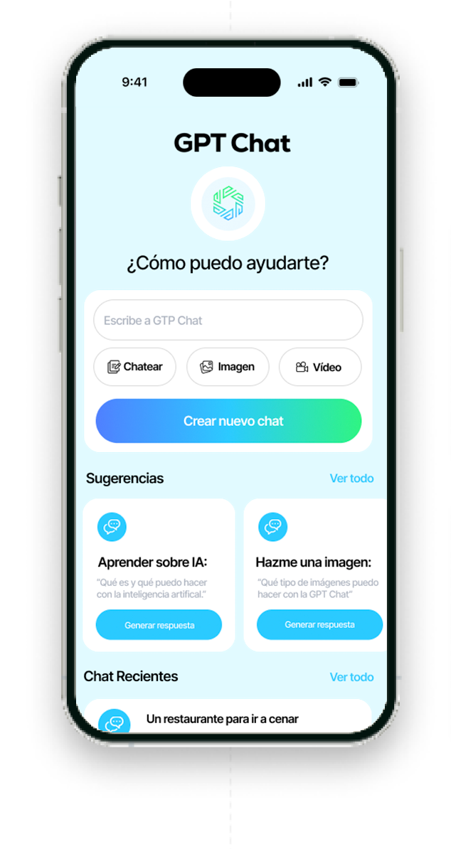 Vista móvil de GPT Chat